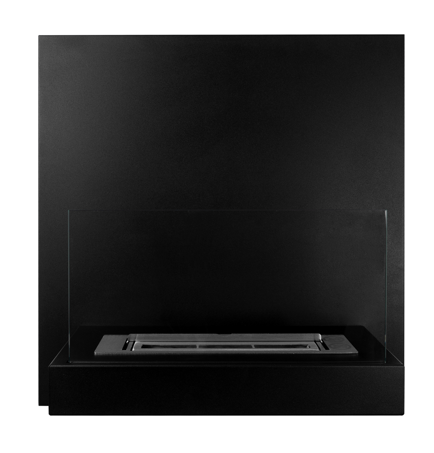 Bio-ethanol wandhaard 45x47 cm zwart mat met glas – compact design