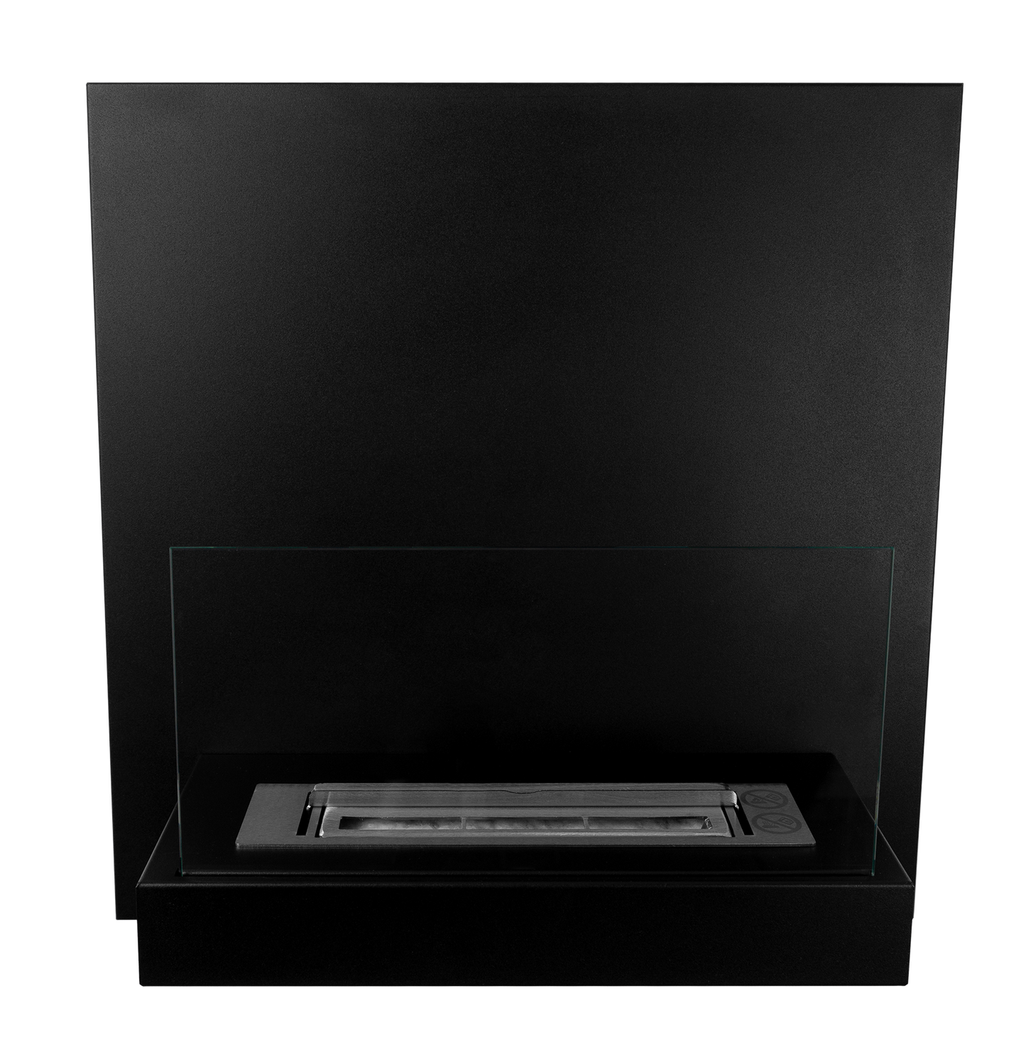 Bio-ethanol wandhaard 45x47 cm zwart mat met glas – compact design