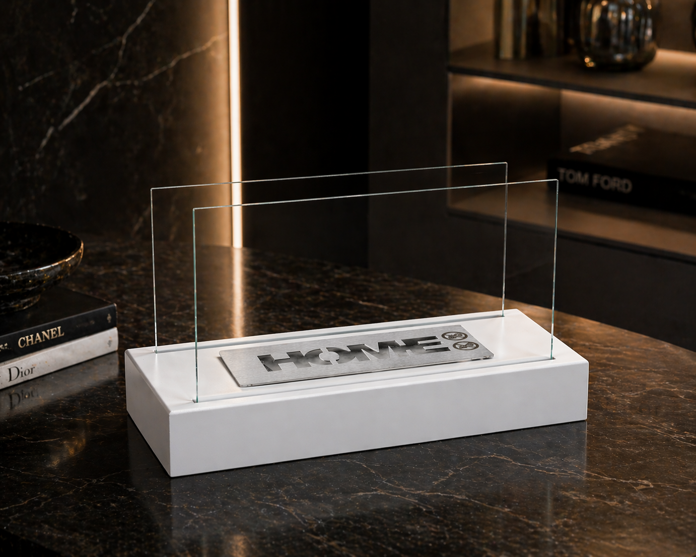 Bio ethanol haard Home wit – moderne sfeerhaard met glas