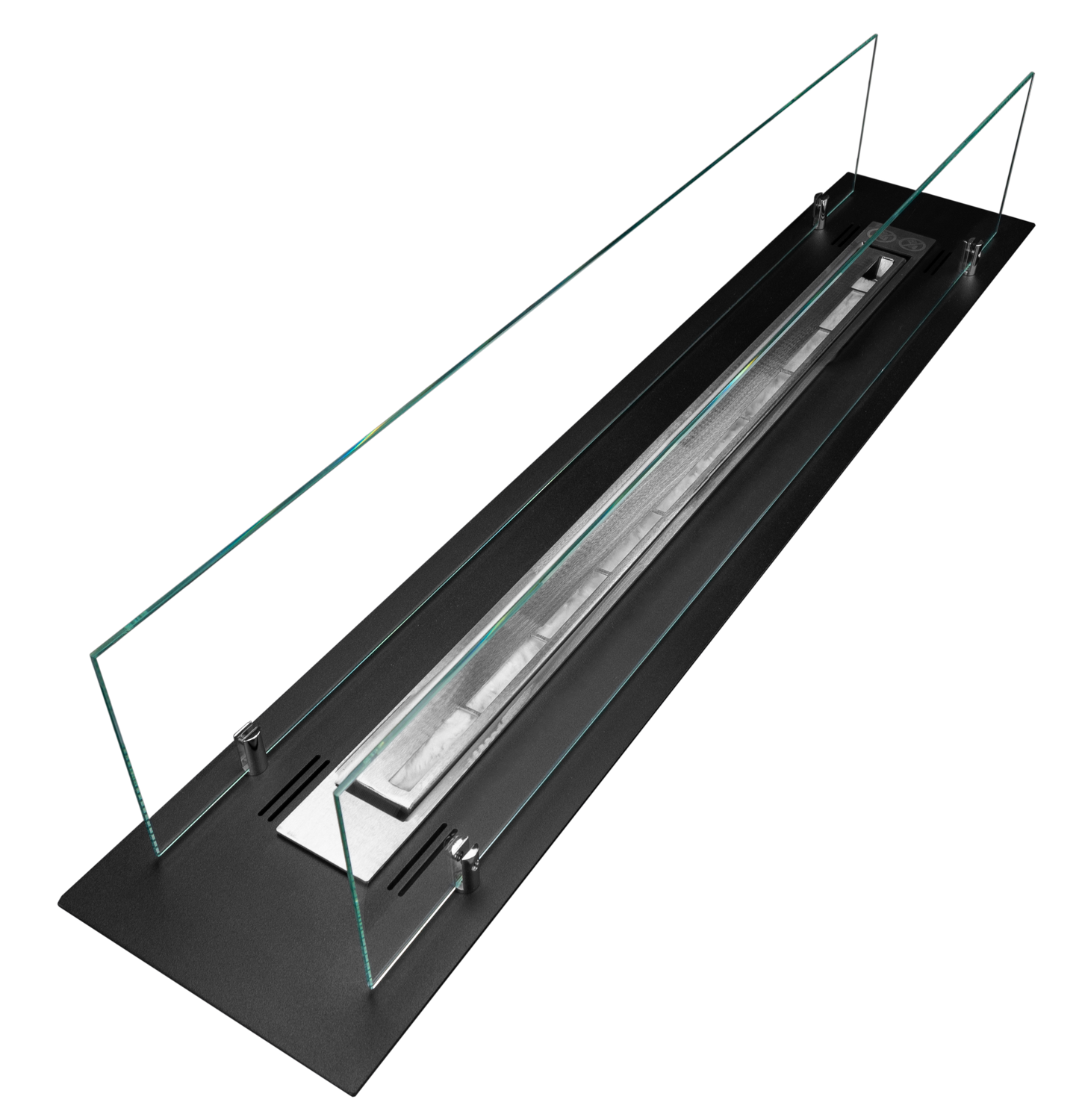Einbau-Bioethanolkamin 100 cm Schwarz Matt mit Glas – modernes Design