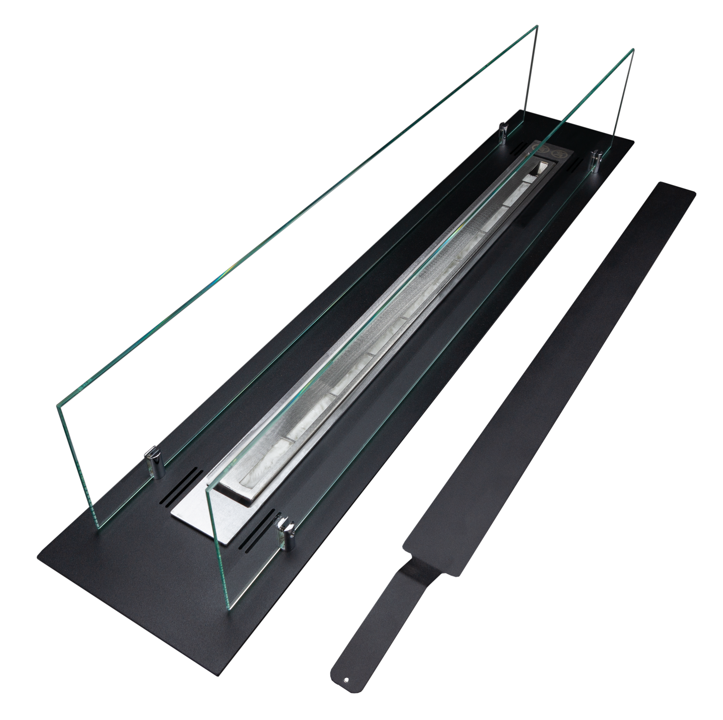 Einbau-Bioethanolkamin 100 cm Schwarz Matt mit Glas – modernes Design