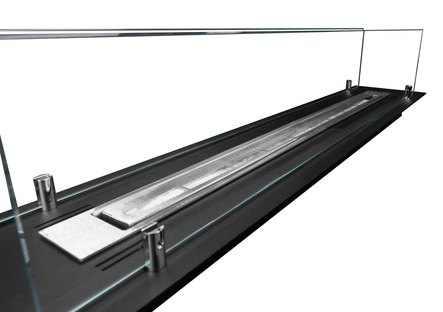 Einbau-Bioethanolkamin 100 cm Schwarz Matt mit Glas – modernes Design