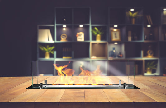 Einbau-Bioethanol-Kamin 65 cm schwarz matt mit Glas – kompaktes und modernes Design