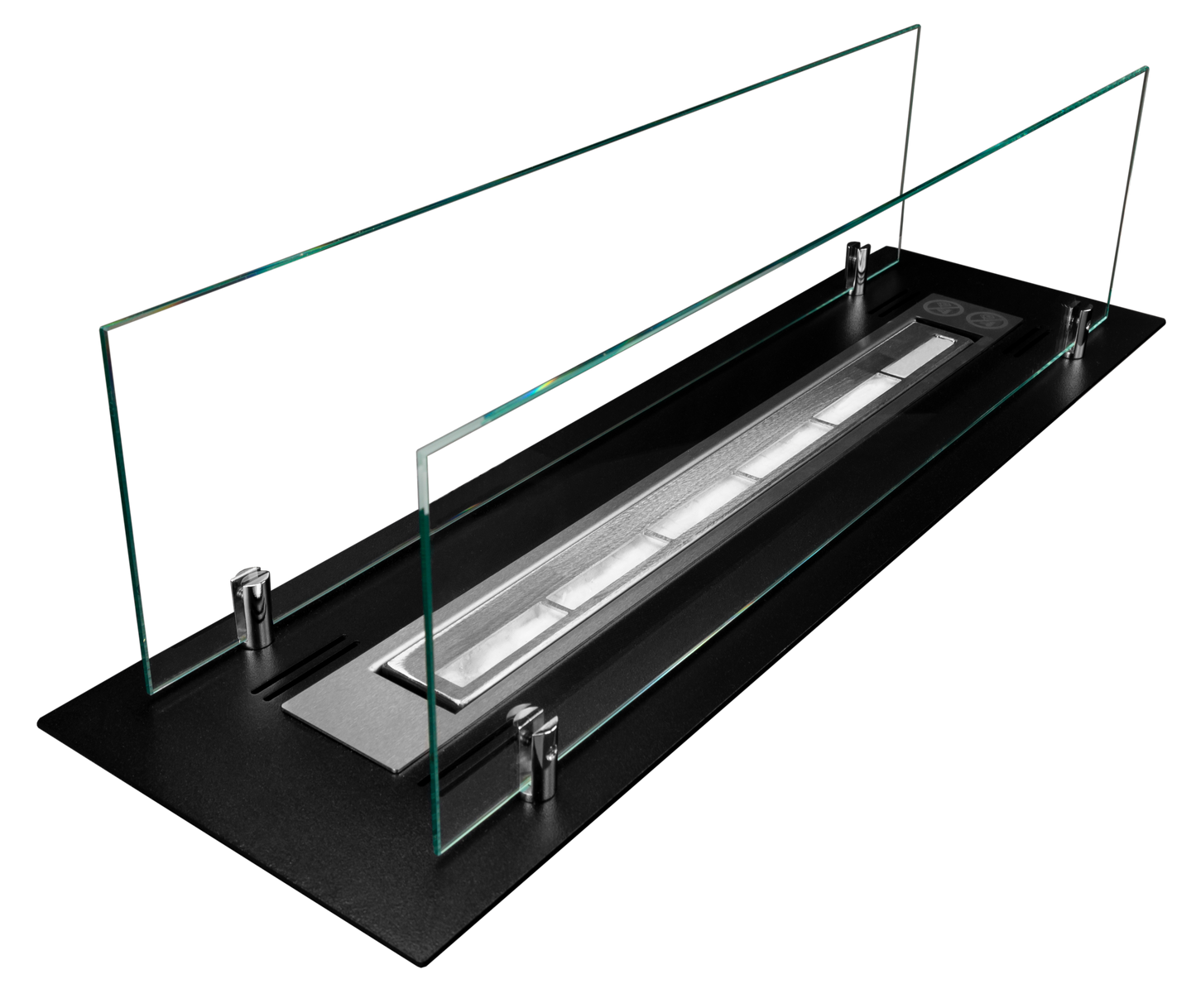 Einbau-Bioethanol-Kamin 65 cm schwarz matt mit Glas – kompaktes und modernes Design