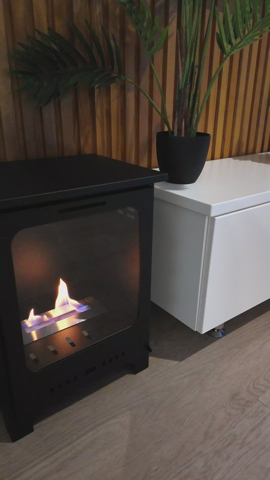 Bio ethanol haard Koza Mini zwart – sfeerhaard met glas